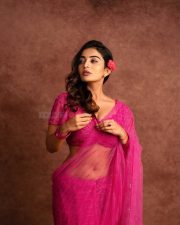 Gorgeous Ananya Nagalla in a Transparent Pink Saree with Matching Blouse Pictures 05