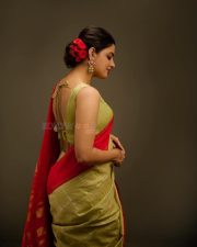 Gorgeous Nikhila Vimal in a Pastel Colored Checkered Saree Photos 03