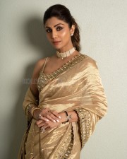 Gorgeous Shilpa Shetty in a Gold Tissue Saree Photoshoot Pictures 03
