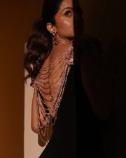 Gorgeous Vedhika Kumar in a Long Black Dress with Floral Straps Photos 02