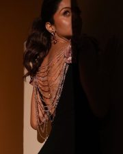 Gorgeous Vedhika Kumar in a Long Black Dress with Floral Straps Photos 02