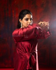 Heroine Nikhila Vimal in a Red Satin Dress Pictures 04