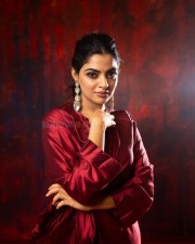 Heroine Nikhila Vimal in a Red Satin Dress Pictures 05