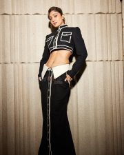 Hot Shilpa Shetty Navel in a Black and White Front Button Down Cropped Jacket with a High Waisted Skirt Photos 03