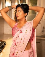 Hot Telugu Actress Rashi Singh in a Pink Saree with Sleeveless Blouse Pictures 02