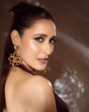 Hottie Pragya Jaiswal in a Violet Thigh Slit Maxi Dress Pictures 01