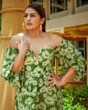 Huma Qureshi in a Green Floral Dress Pictures 02