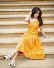 Hush Hush Actress Kritika Kamra in an Orange Dress Photoshoot Pictures 05