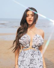 Irresistible Rashi Singh Cleavage in a Black White Printed Halter Cutout Dress Photos 01