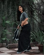 Ismart Beauty Nabha Natesh in a Black Saree with a Designer Blouse Photos 02