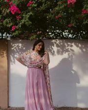 Malayalam Actress Nikhila Vimal in a Floral Printed Dress Pictures 03