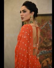 Mesmerizing Actress Sobhita Dhulipala in a Coral Orange Embroidered Chiffon Saree with Polki Jewelry Photos 04 Mesmerizing Actress Sobhita Dhulipala in a Coral Orange Embroidered Chiffon Saree with Polki Jewelry Photos 04
