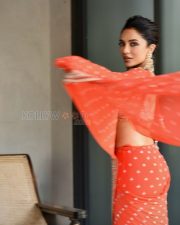 Mesmerizing Actress Sobhita Dhulipala in a Coral Orange Embroidered Chiffon Saree with Polki Jewelry Photos 06 Mesmerizing Actress Sobhita Dhulipala in a Coral Orange Embroidered Chiffon Saree with Polki Jewelry Photos 06