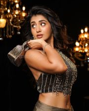 Modern Glam Rashi Singh in a Beaded Fringe Halter Top with an Olive Green Draped Satin Skirt Photos 02