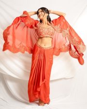 Paanch Minar Actress Rashi Singh in a Vibrant Orange Bustier Crop Top with a Flowing Skirt and Sheer Dupatta Photos 03 Paanch Minar Actress Rashi Singh in a Vibrant Orange Bustier Crop Top with a Flowing Skirt and Sheer Dupatta Photos 03