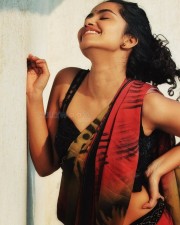 Petite Anupama Parameswaran Hot and Sexy Red Saree Photoshoot Pictures 05