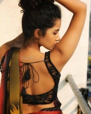 Petite Anupama Parameswaran Hot and Sexy Red Saree Photoshoot Pictures 06