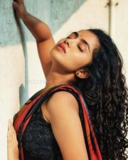 Petite Anupama Parameswaran Hot and Sexy Red Saree Photoshoot Pictures 07