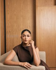 Poised Actress Mrunal Thakur in a brown mock neck asymmetric midi dress Photos 06 Poised Actress Mrunal Thakur in a brown mock neck asymmetric midi dress Photos 06