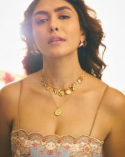 Pooja Meri Jaan Actress Mrunal Thakur in a Floor Length Daylight Tiered Maxi Dress Pictures 04