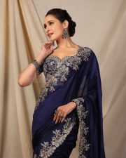 Pretty Actress Pragya Jaiswal in an Embroidered Navy Blue Saree Photos 02 Pretty Actress Pragya Jaiswal in an Embroidered Navy Blue Saree Photos 02