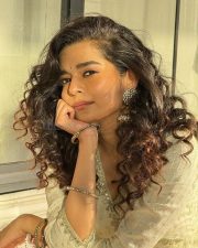 Pretty Mithila Palkar in a White Anarkali Dress Photos 01