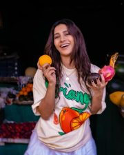 Pretty Nabha Natesh in a Playful T Shirt and Mini Skirt Pictures 01