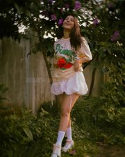 Pretty Nabha Natesh in a Playful T Shirt and Mini Skirt Pictures 03