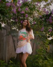 Pretty Nabha Natesh in a Playful T Shirt and Mini Skirt Pictures 06