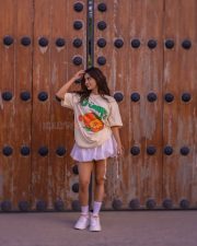 Pretty Nabha Natesh in a Playful T Shirt and Mini Skirt Pictures 09