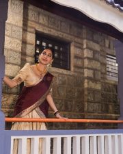 Radiant Nabha Natesh in a Traditional Maroon and Gold Half Saree Photos 03