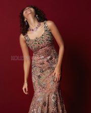 Resplendent Actress Anupama Parameswaran in a Multicolor Crystal Embellished Gown Photos 04