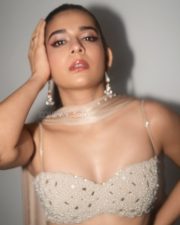 Resplendent Actress Mithila Palkar in a Pearl Crystal Embellished Ivory Two Piece Set Photos 01