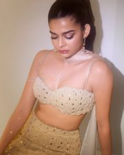 Resplendent Actress Mithila Palkar in a Pearl Crystal Embellished Ivory Two Piece Set Photos 05