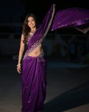 Resplendent Actress Rashi Singh in a Purple Gold Embroidered Saree Photos 03