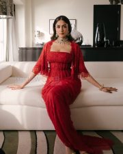 Resplendent Mrunal Thakur Cleavage in a Red Embellished Lehenga Photos 05 Resplendent Mrunal Thakur Cleavage in a Red Embellished Lehenga Photos 05