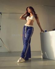 Sassy Nabha Natesh in a Trendy Tracks and White Sports Bra Pictures 02