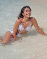 Seductive Shriya Saran in a Silver Triangle Bikini Top with Matching High Waisted Bikini Bottoms Photos 01