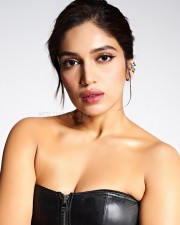 Sexy Bhumi Pednekar in a Strapless Leather Mini Dress Pictures 03