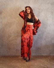 Sexy Huma Qureshi in a Red and Black Pants and Shirt with a Crop Top Photos 01