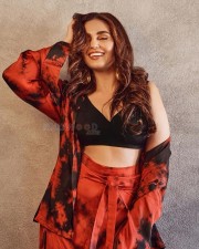 Sexy Huma Qureshi in a Red and Black Pants and Shirt with a Crop Top Photos 04