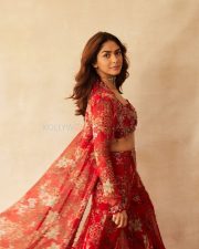 Sexy Mrunal Thakur in a Floral Embroidered Crop Top and Wide Legged Pants with a Sheer Overlay Photos 04