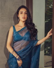 Sexy Neha Shetty in a Transparent Blue Saree Photos 03