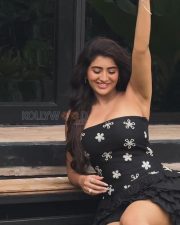 Sexy Rashi Singh Armpits in a Strapless Off Shoulder Star Printed Black Mini Dress Pictures 02