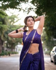 Sexy Rashi Singh Navel in a Blue Saree with Sleeveless Blouse Pictures 02