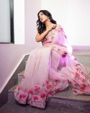 Sexy Rashi Singh Navel in a Pink Floral Saree Pictures 02