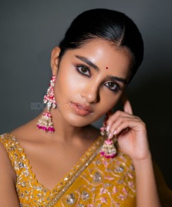 Siren Heroine Anupama Parameswaran Cute Saree Photoshoot Pictures 01