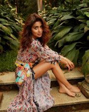 Sizzling Beauty Shriya Saran in a Printed Dress Photos 05
