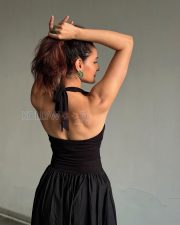Sleek Actress Pragya Jaiswal in a Black halter neck bubble gown Photos 04