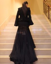 Sophisticated Actress Daisy Shah in a Black Bell Sleeve Blazer and Sheer Gown Photos 08